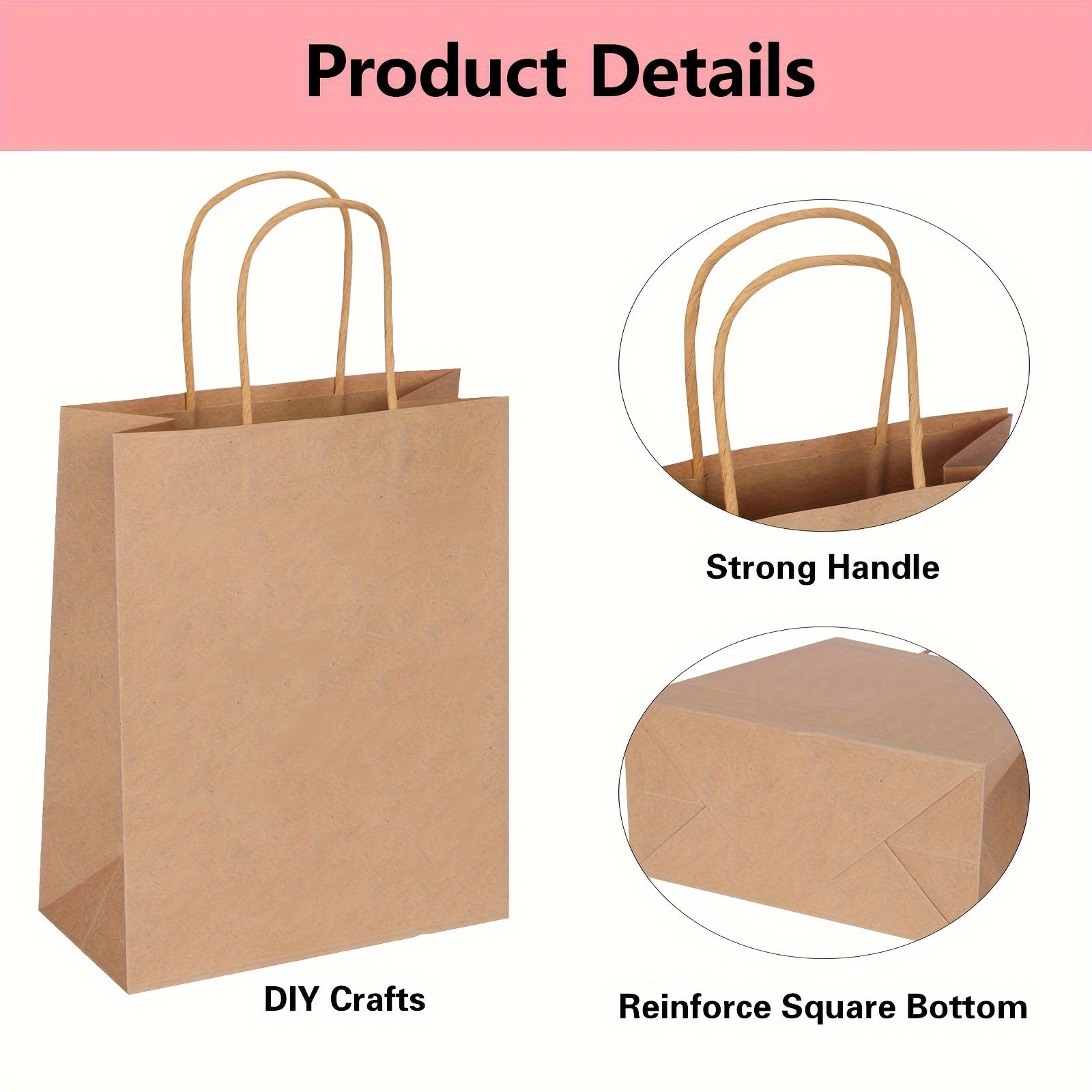 Superlele 150pcs Paper Bags In 3 Sizes, Brown Paper Bags With Handles Gift Bags Bulk, Kraft Paper Bags For Wedding Gift Wrapping, Shopping Bags, Retail Bags, Party Bags, Favor Bags And Mother'S Day Gift Wrapping, 8/10/12 Inch